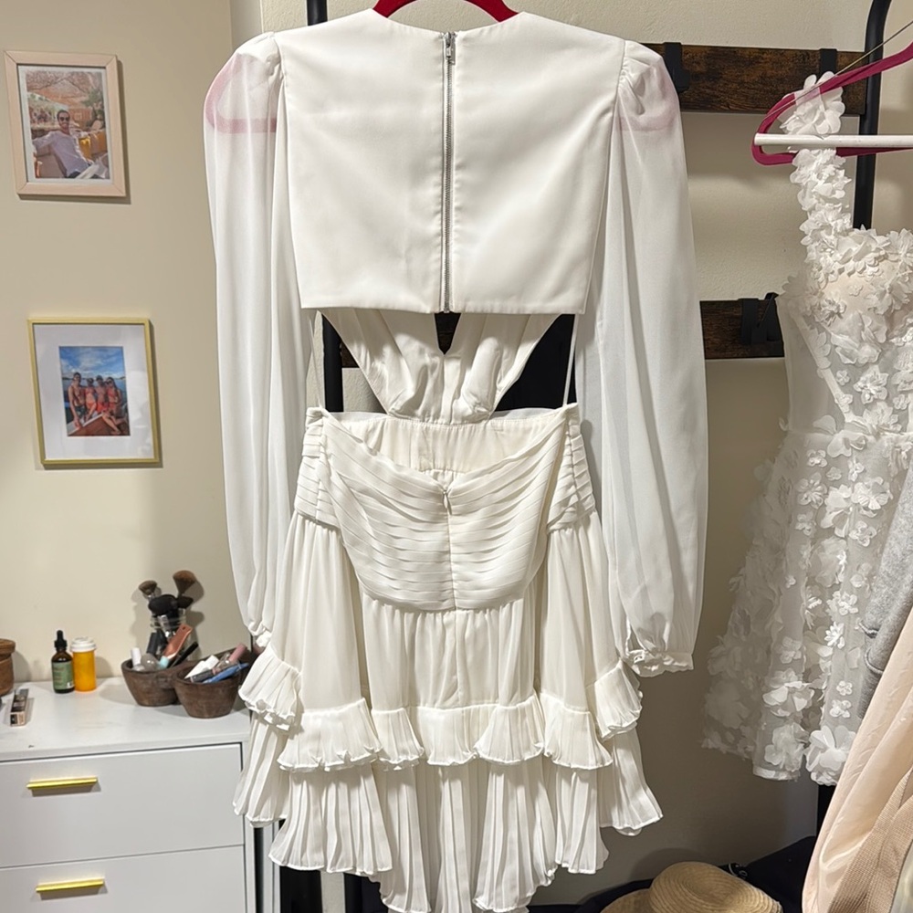 PatBO White Ruffled Tiered Long Sleeve Dress - Picture 5 of 5
